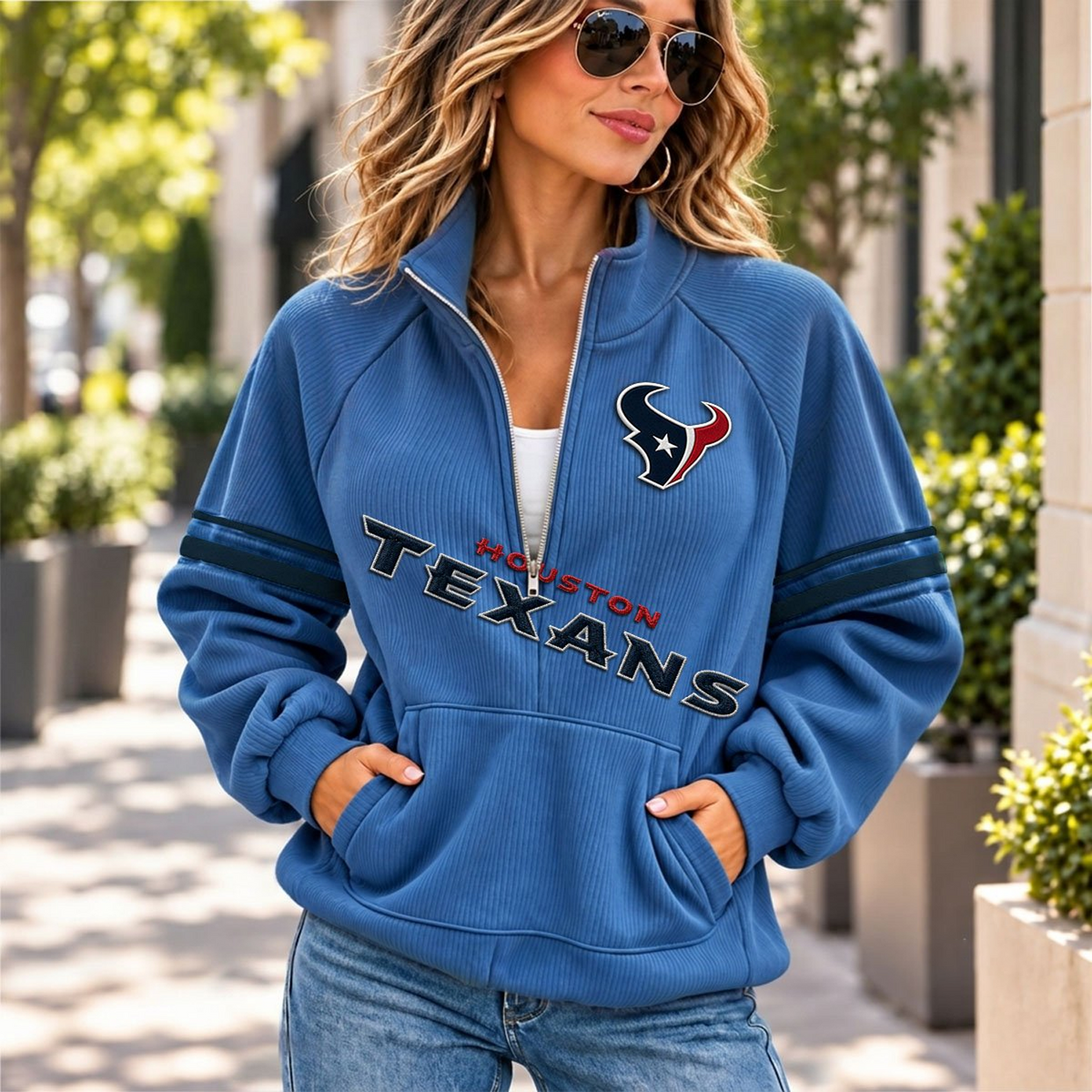 HOU x NFL Corduroy half-zip sweatshirt