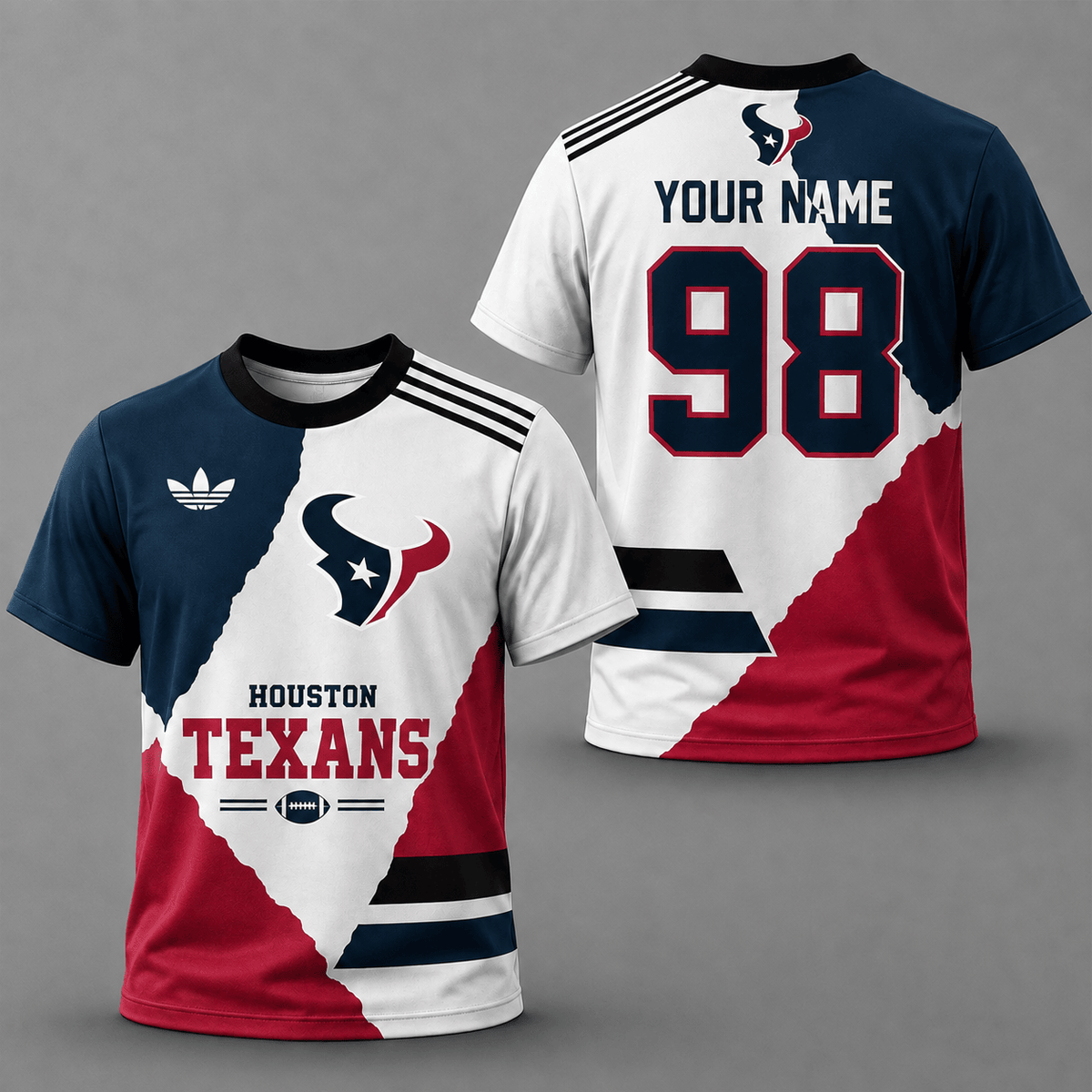 HT Premium Personalized Football Split Design Custom Name Number All Over Print T-Shirt