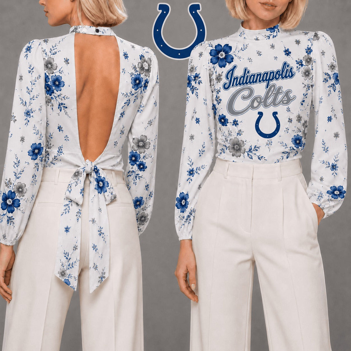 IC Premium NFL Floral Backless Long Sleeve Shirt