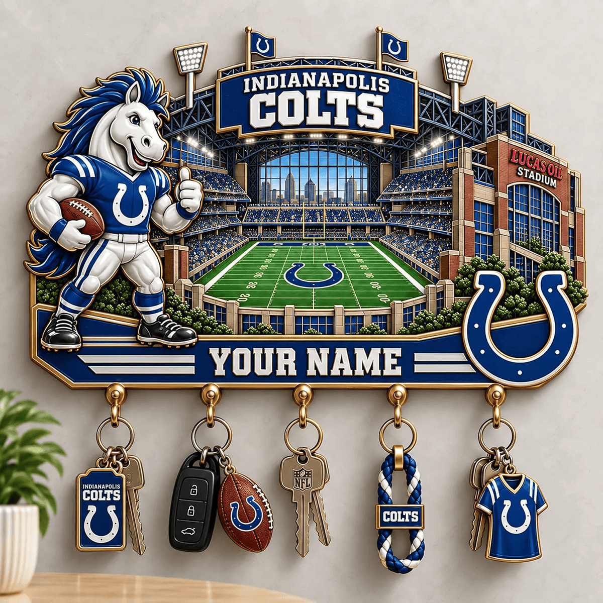 IND x NFL New Style Wall Key Holder All Size Custom Name Gifts