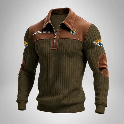 JJ x NFL Men‘s Suede Zip-up Polo Shirt