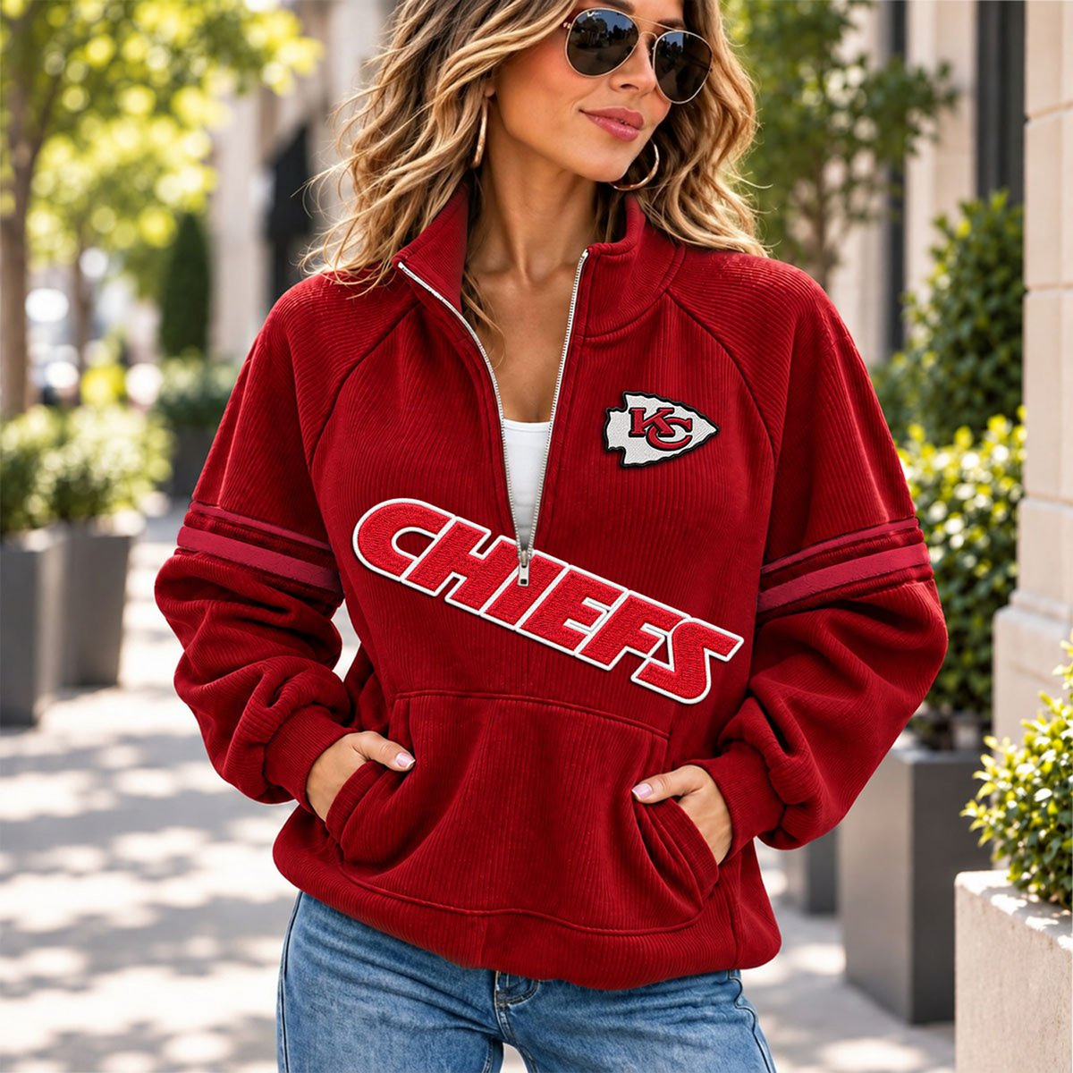 KC x NFL Corduroy half-zip sweatshirt
