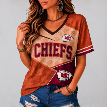 KCC Premium NFL Fall Game Day V-Neck Shirt