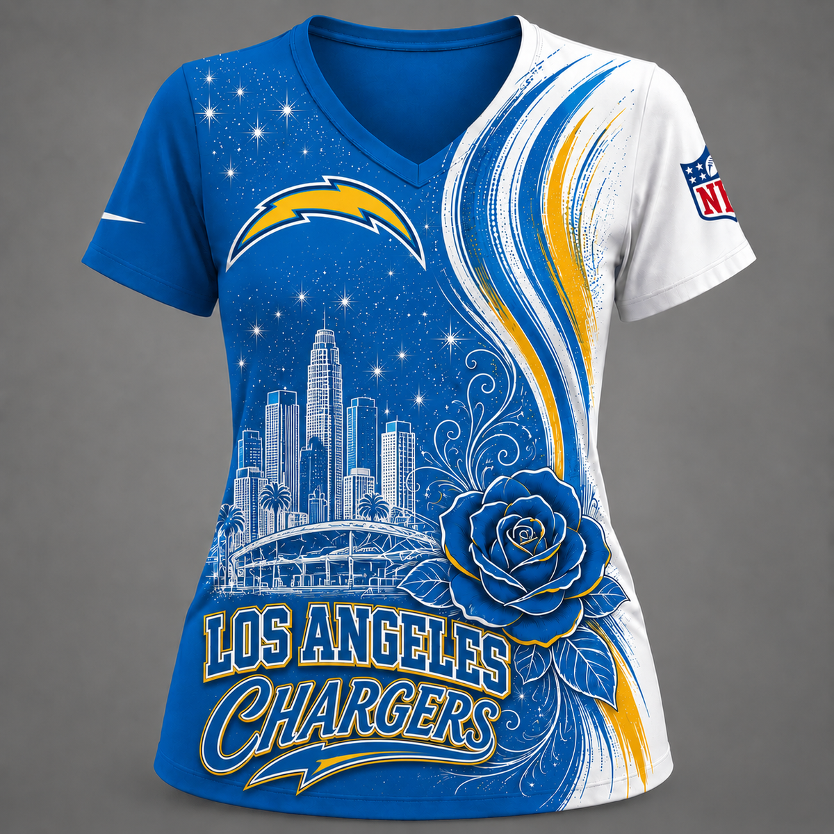 LAC Premium NFL Floral Skyline V-neck