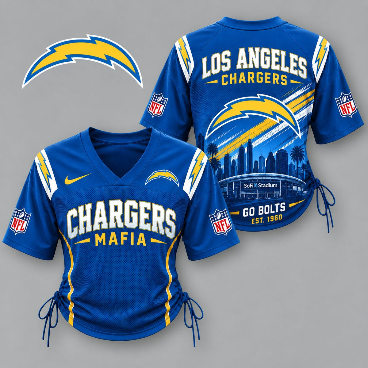 LAC Premium NFL Game Day Women Lace-Up Jersey Shirt