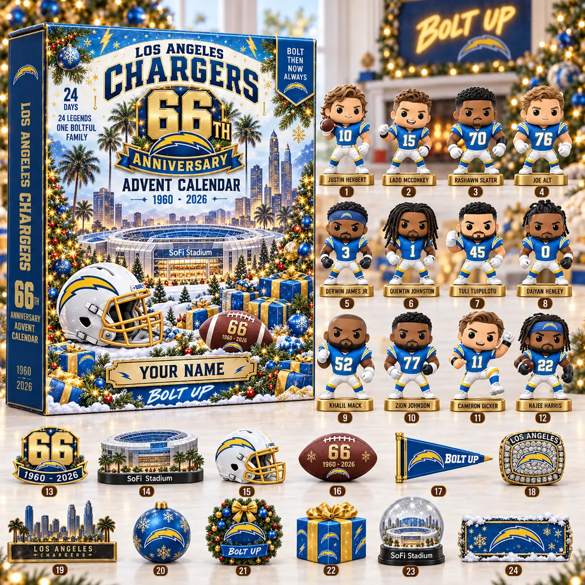 LAC x NFL Christmas 2026 Anniversary Advent Calendar Box Custom Any Name Gifts