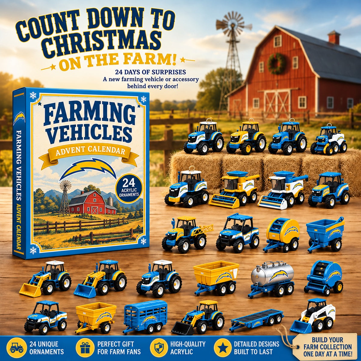 LAC x NFL Personalized 24 Days Of Farming Vehicles Advent Calendar Blink Box