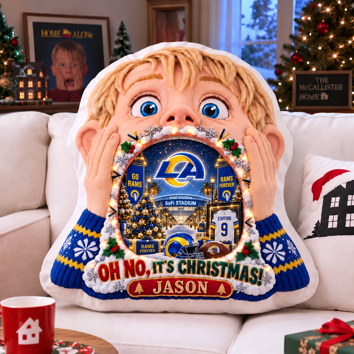 LAR NFL x Home Alone Christmas Personalized Custom Shape Pillow