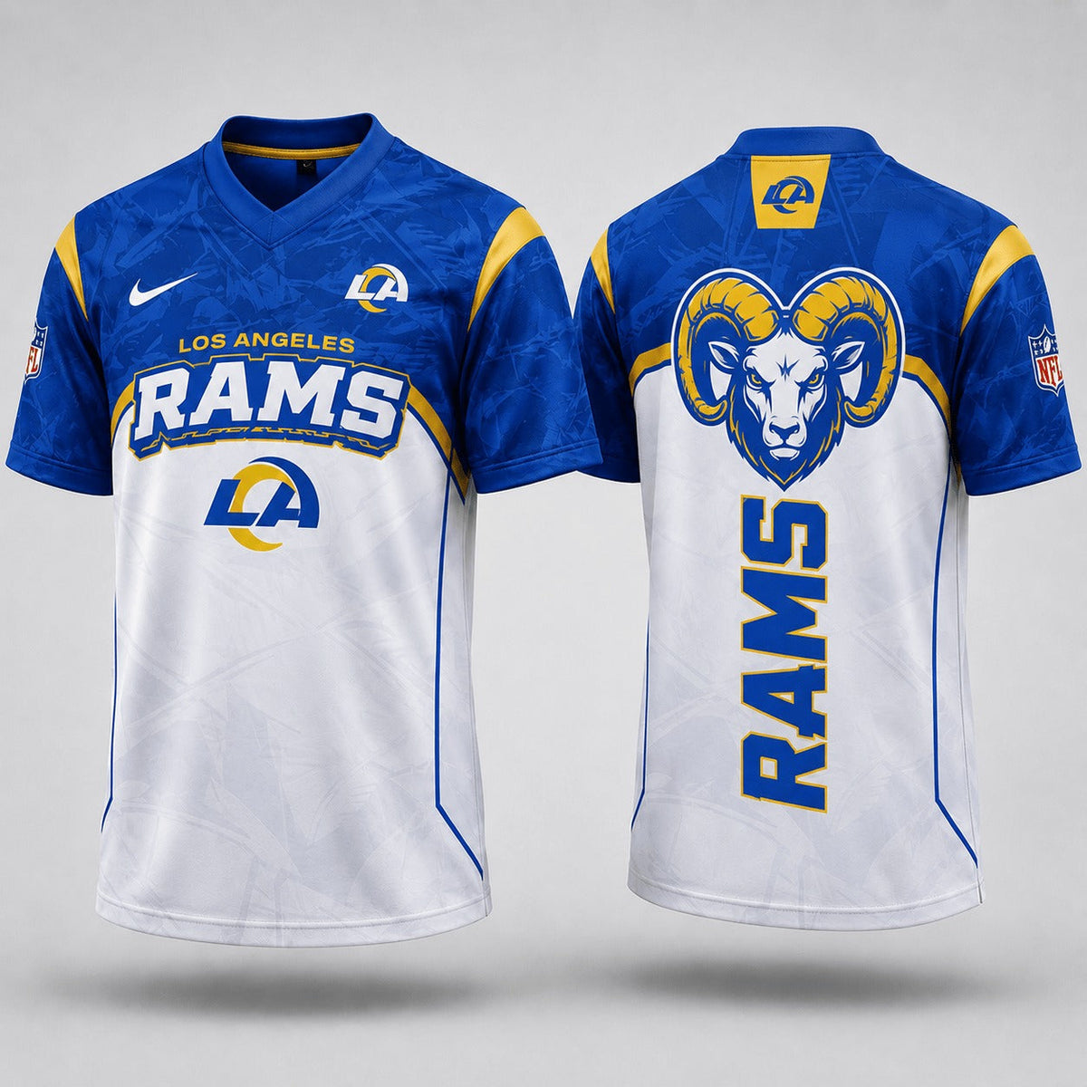 LAR Premium NFL Power Graphic 3D V-neck Shirt