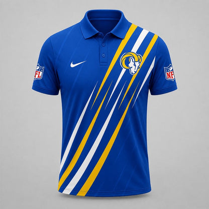 LAR Premium NFL Premium Athletic Stripe Polo Shirt