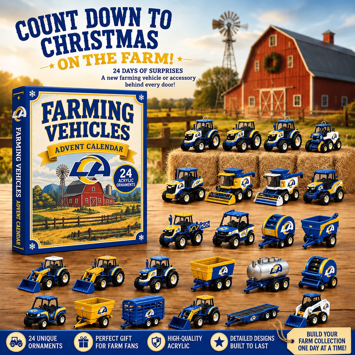 LAR x NFL Personalized 24 Days Of Farming Vehicles Advent Calendar Blink Box