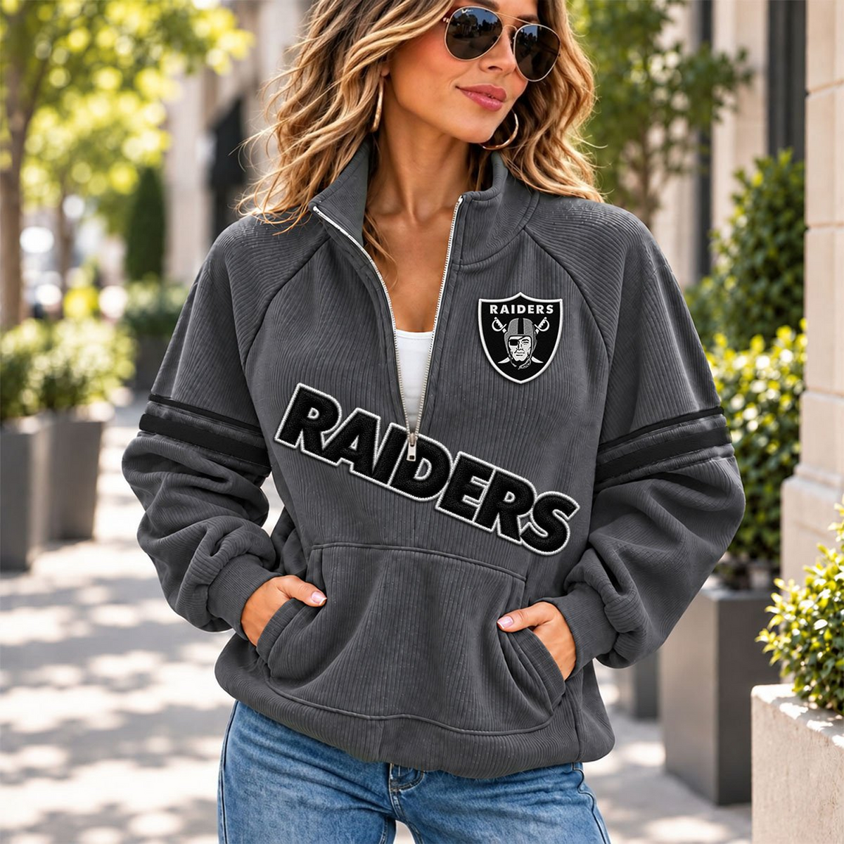 LV x NFL Corduroy half-zip sweatshirt