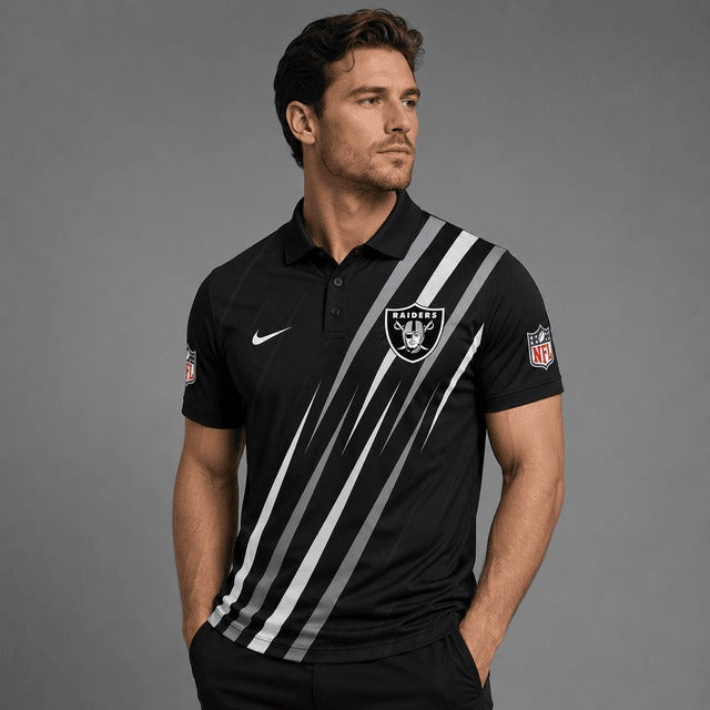 LVR Premium NFL Premium Athletic Stripe Polo Shirt