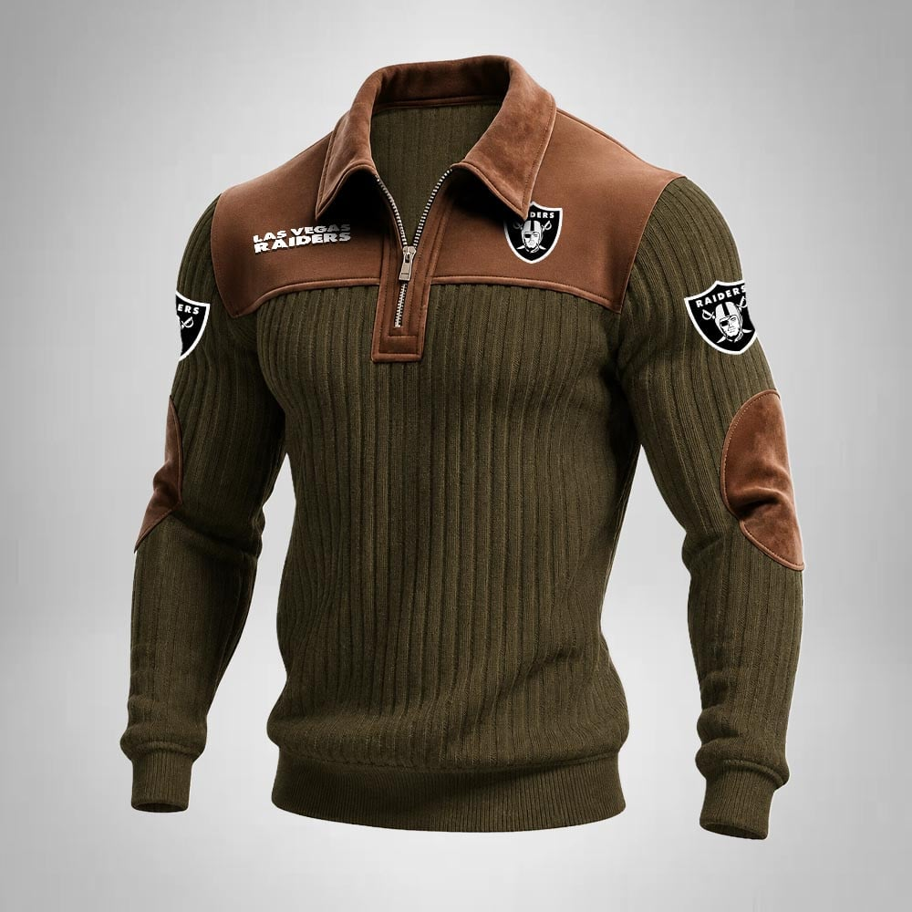 LVR x NFL Men‘s Suede Zip-up Polo Shirt