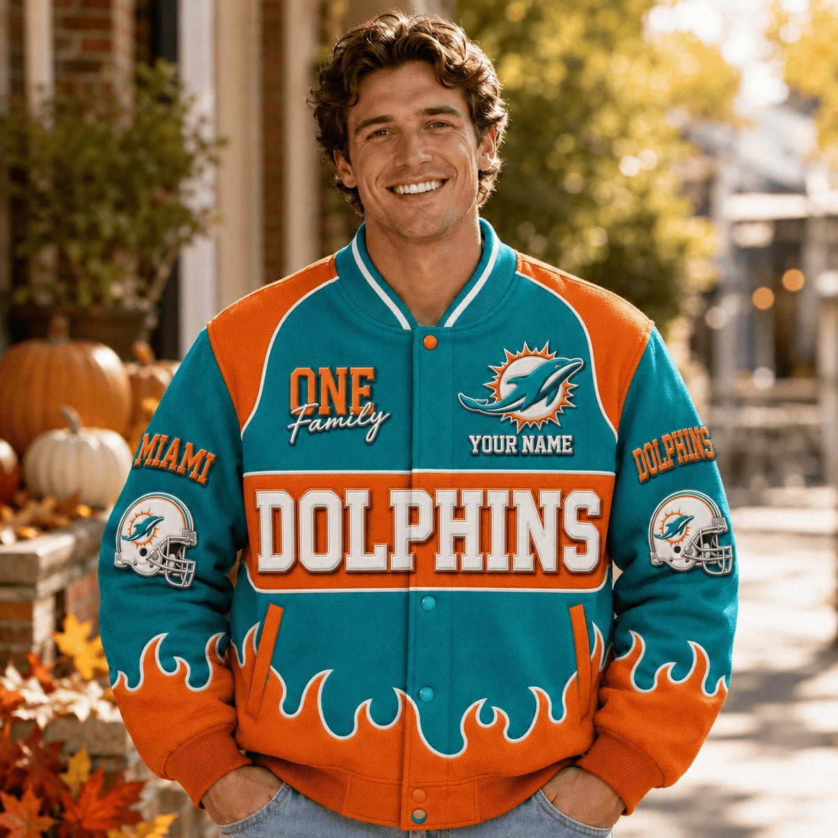 MD NFL Team Baseball Jacket Custom Any Name Gift For Fan