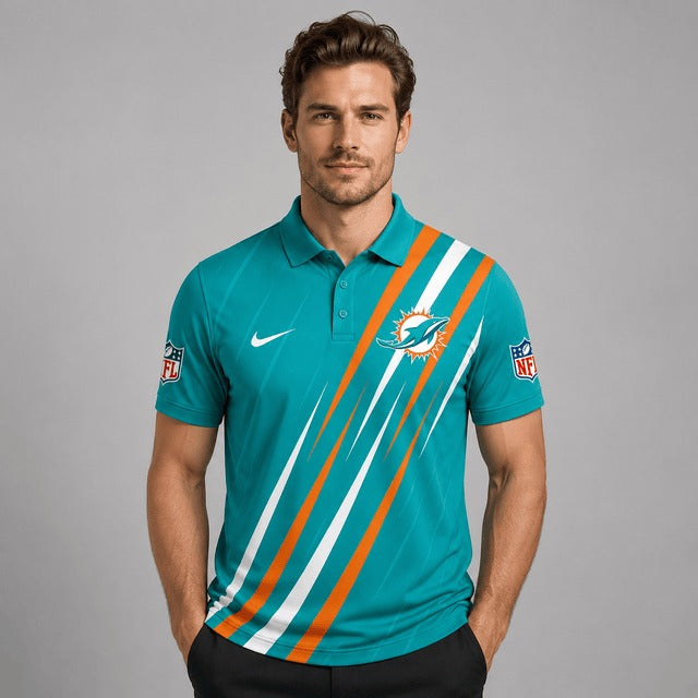 MD Premium NFL Premium Athletic Stripe Polo Shirt