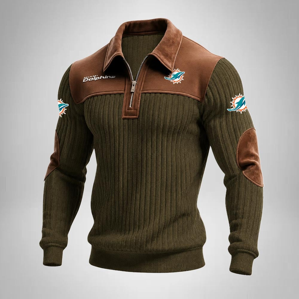 MD x NFL Men‘s Suede Zip-up Polo Shirt
