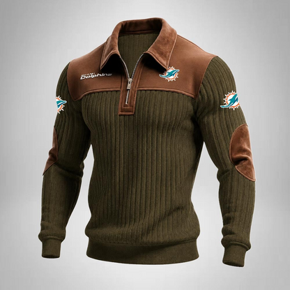 MD x NFL Men‘s Suede Zip-up Polo Shirt