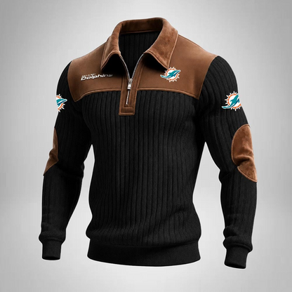 MD x NFL Men‘s Suede Zip-up Polo Shirt