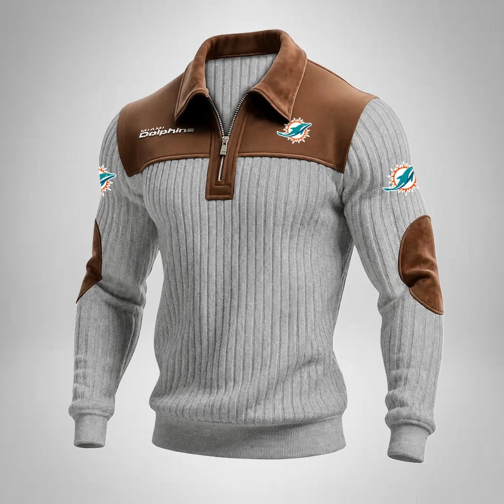 MD x NFL Men‘s Suede Zip-up Polo Shirt