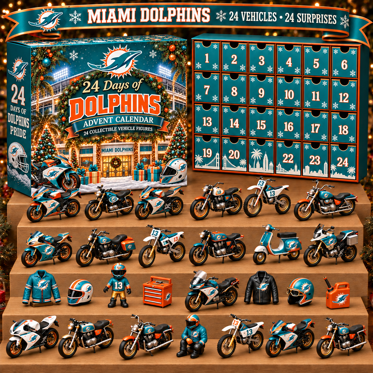 MD x NFL Personalized 24 Days Of Motorcycles Advent Calendar Blink Box