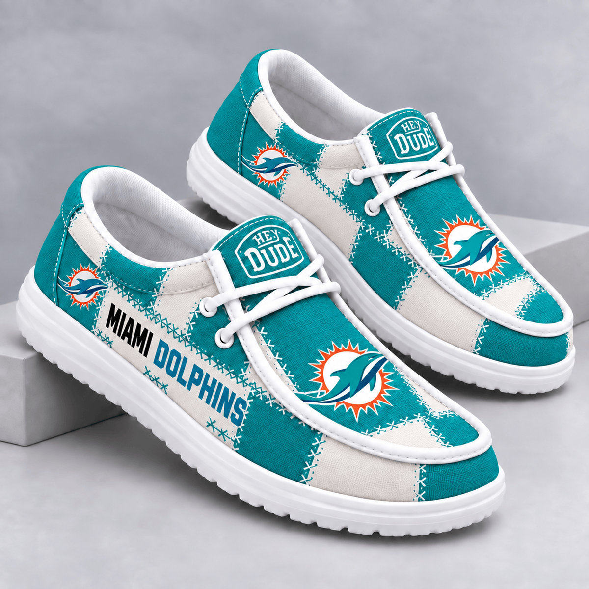 MIA x NFL Team Logo Patchwork Loafer Shoes