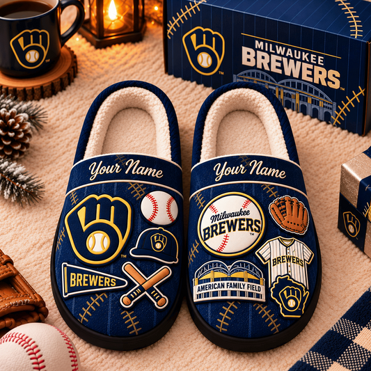 MIL x MLB Game Day Personalized Name Slipper
