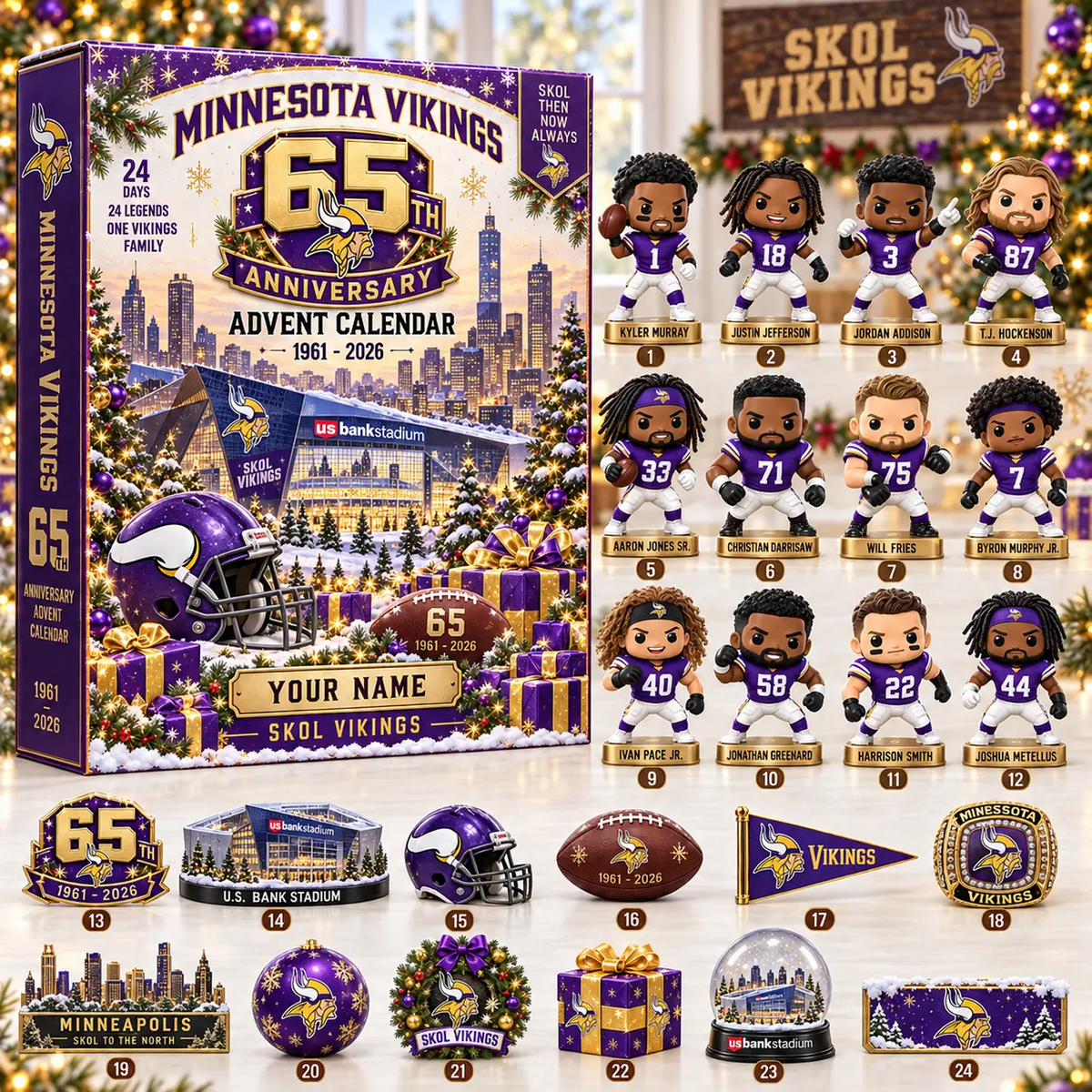 MIN x NFL Christmas 2026 Anniversary Advent Calendar Box Custom Any Name Gifts