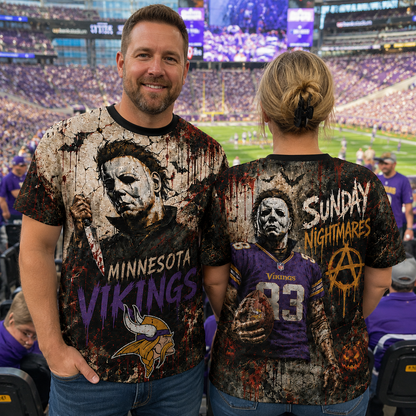 MV Premium NFL Michael Myers Sunday Nightmares 3D T-Shirt For Horror Football Fans