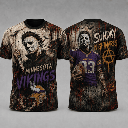 MV Premium NFL Michael Myers Sunday Nightmares 3D T-Shirt For Horror Football Fans