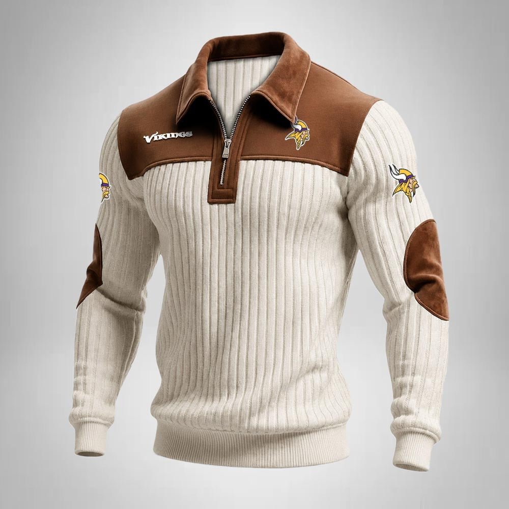 MV x NFL Men‘s Suede Zip-up Polo Shirt