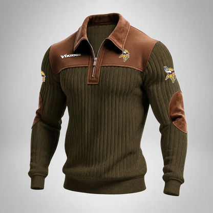 MV x NFL Men‘s Suede Zip-up Polo Shirt