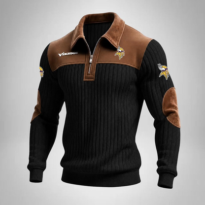 MV x NFL Men‘s Suede Zip-up Polo Shirt