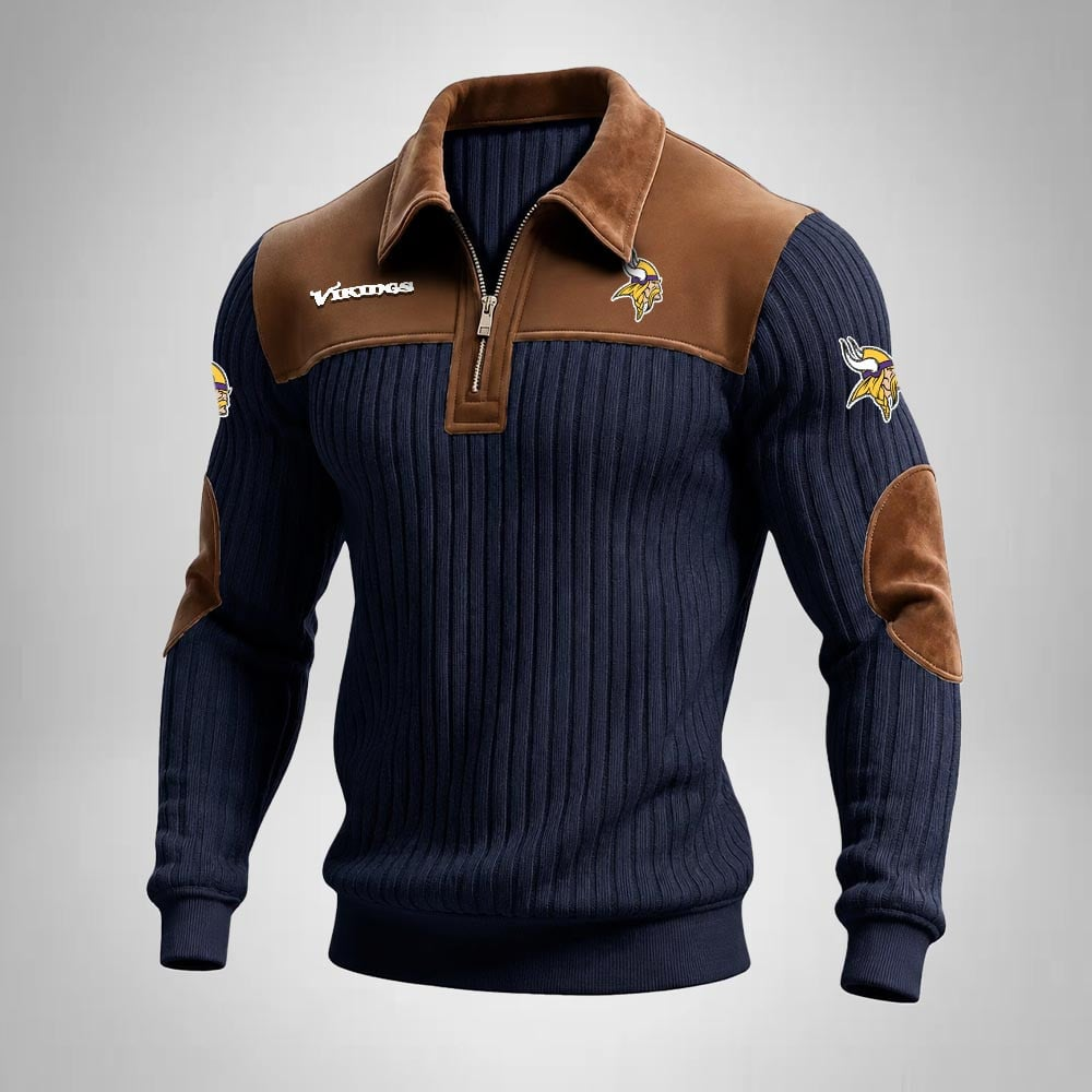 MV x NFL Men‘s Suede Zip-up Polo Shirt