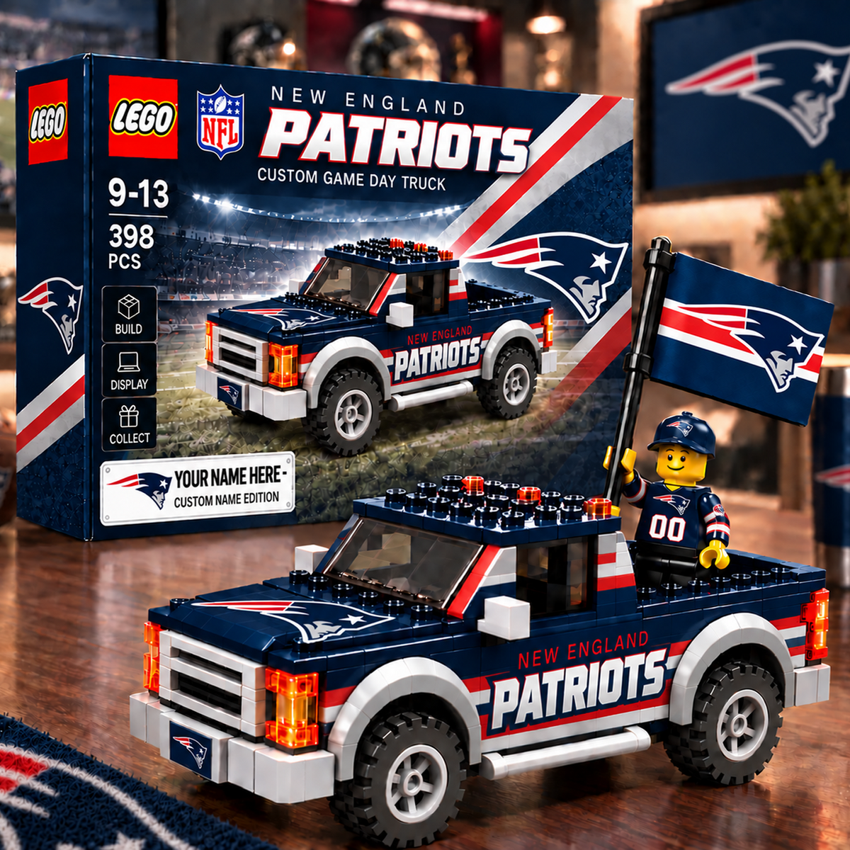 NE x NFL Building Blocks Truck Toy Set V2