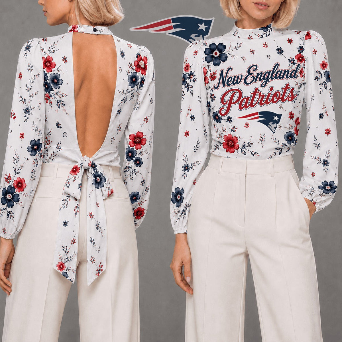 NEP Premium NFL Floral Backless Long Sleeve Shirt
