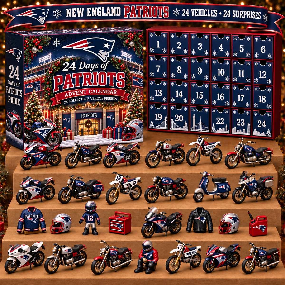 NEP x NFL Personalized 24 Days Of Motorcycles Advent Calendar Blink Box