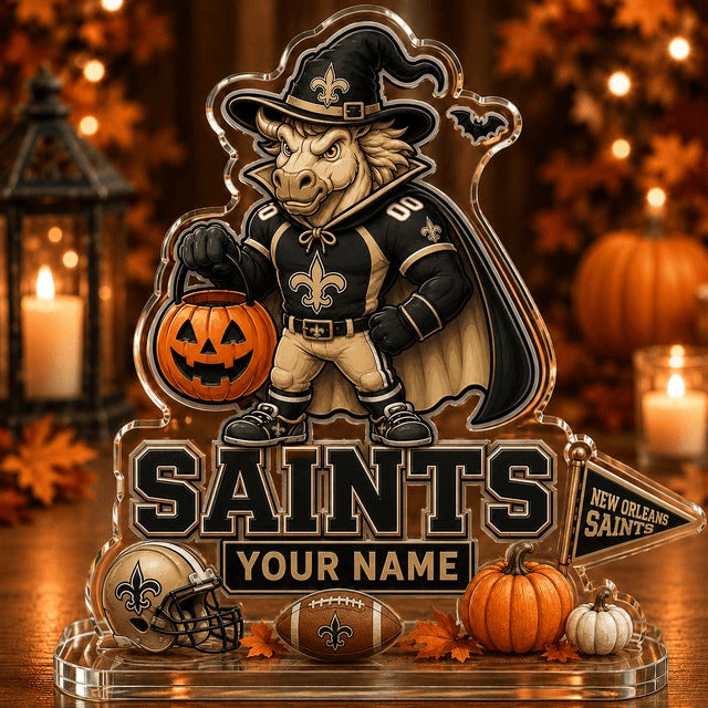 NOS NFL Halloween Acrylic Block Plaque Personalized Gift For Fan