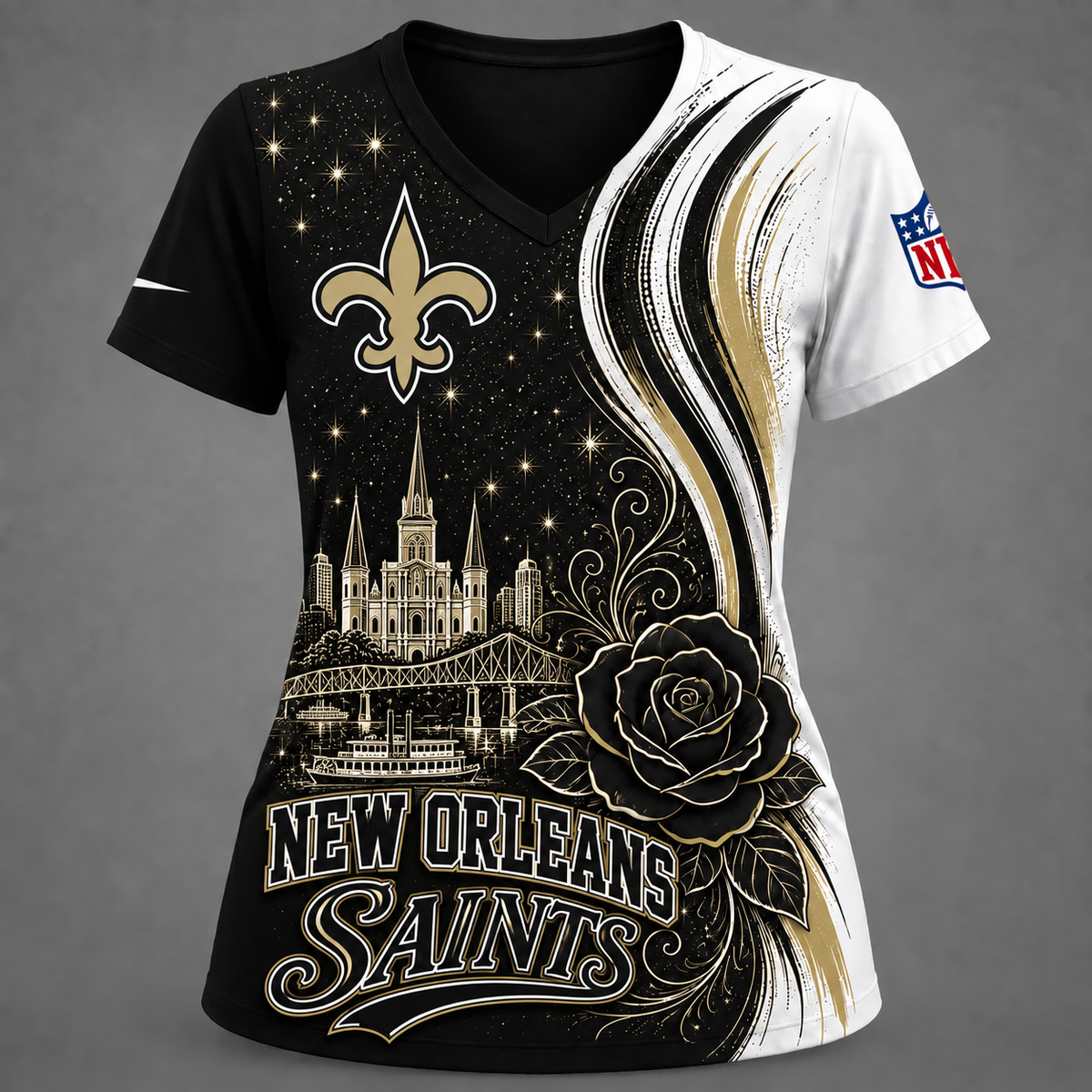 NOS Premium NFL Floral Skyline V-neck