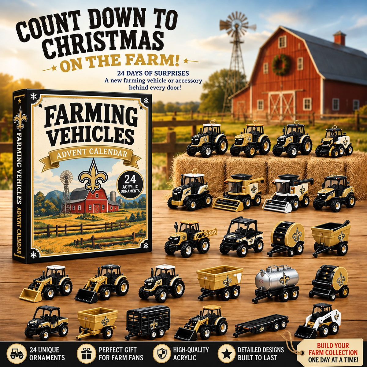 NOS x NFL Personalized 24 Days Of Farming Vehicles Advent Calendar Blink Box