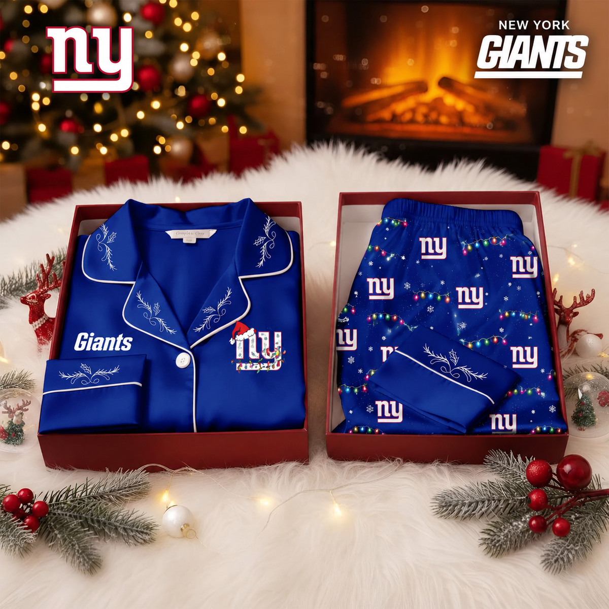 NYG Premium NFL Christmas Cozy Pajama