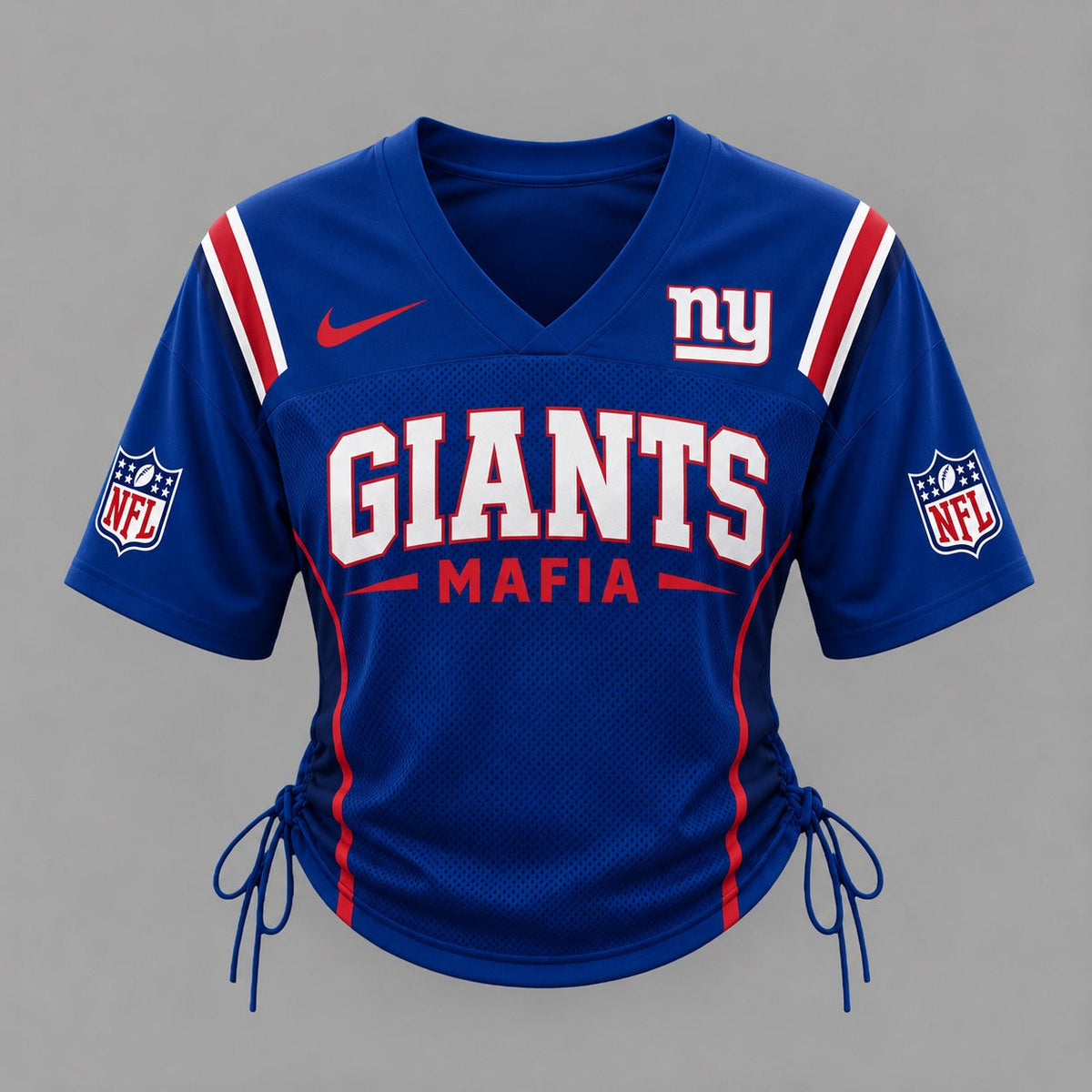 NYG Premium NFL Game Day Women Lace-Up Jersey Shirt