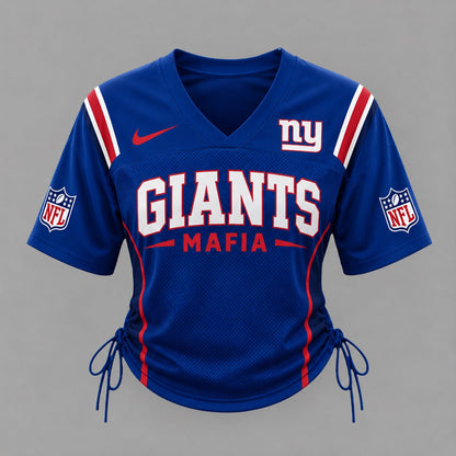 NYG Premium NFL Game Day Women Lace-Up Jersey Shirt