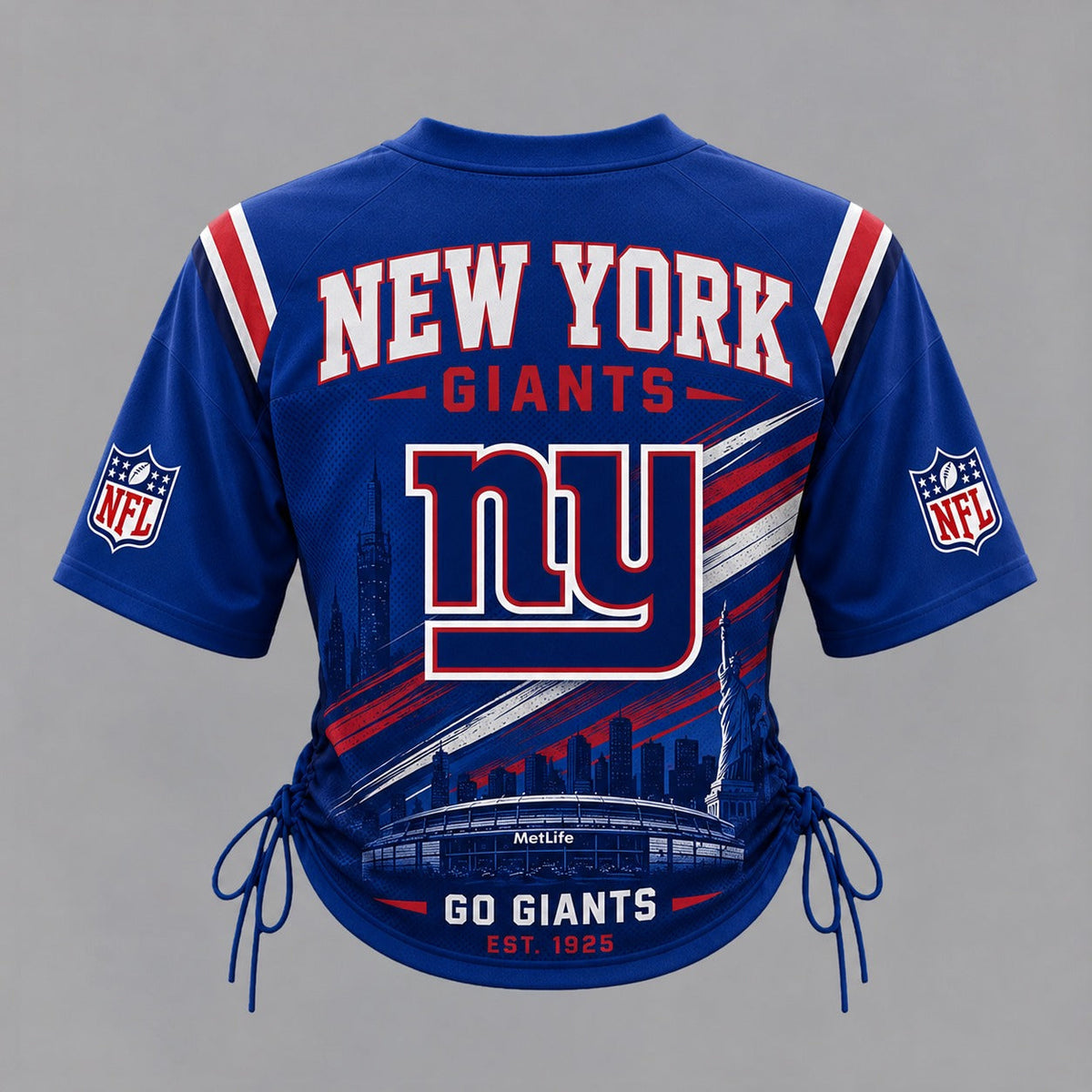 NYG Premium NFL Game Day Women Lace-Up Jersey Shirt