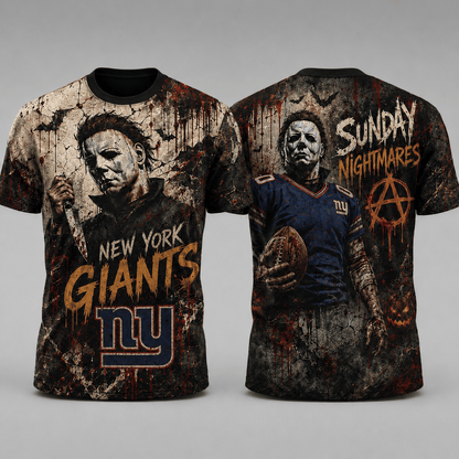 NYG Premium NFL Michael Myers Sunday Nightmares 3D T-Shirt For Horror Football Fans