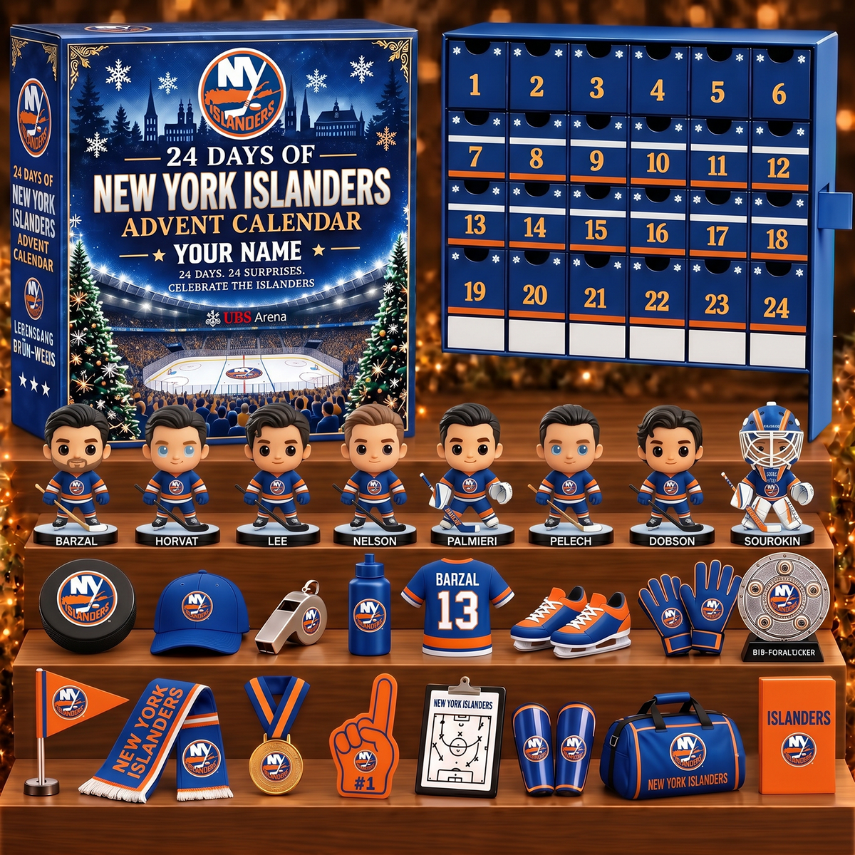 NYI x NHL Game Day Premium Personalized 24 Days Of Advent Calendar