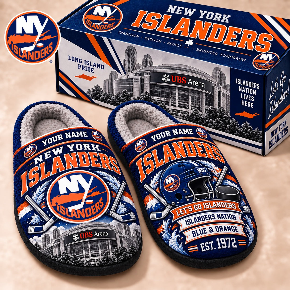 NYI x NHL Premium Personalized Slippers Gift For Fan Hockey Men Women
