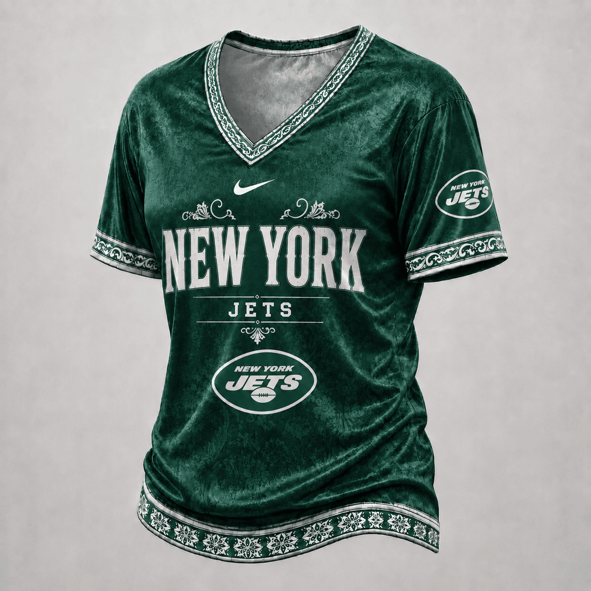 NYJ Premium NFL Classic Floral Satin Shirt