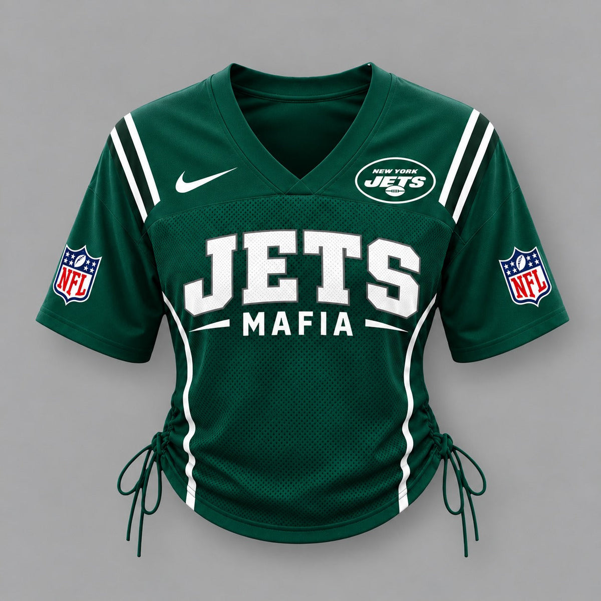 NYJ Premium NFL Game Day Women Lace-Up Jersey Shirt