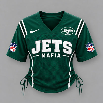 NYJ Premium NFL Game Day Women Lace-Up Jersey Shirt